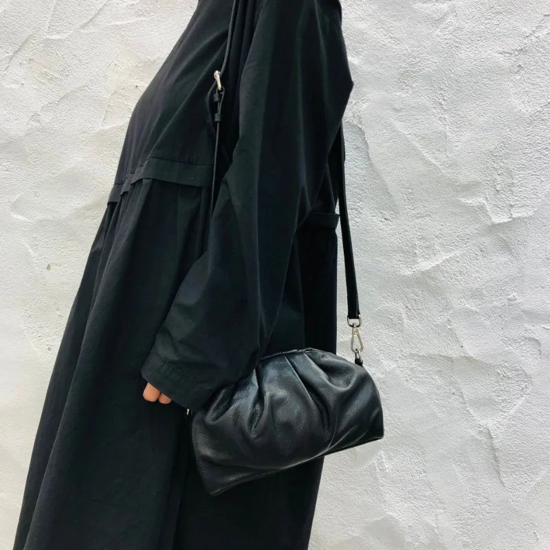 Fashion Commuter Pleated Crossbody Shoulder Bags Simple Solid All-match Handbags Purses Clutch Versatile Luxury Bolsas Mujer