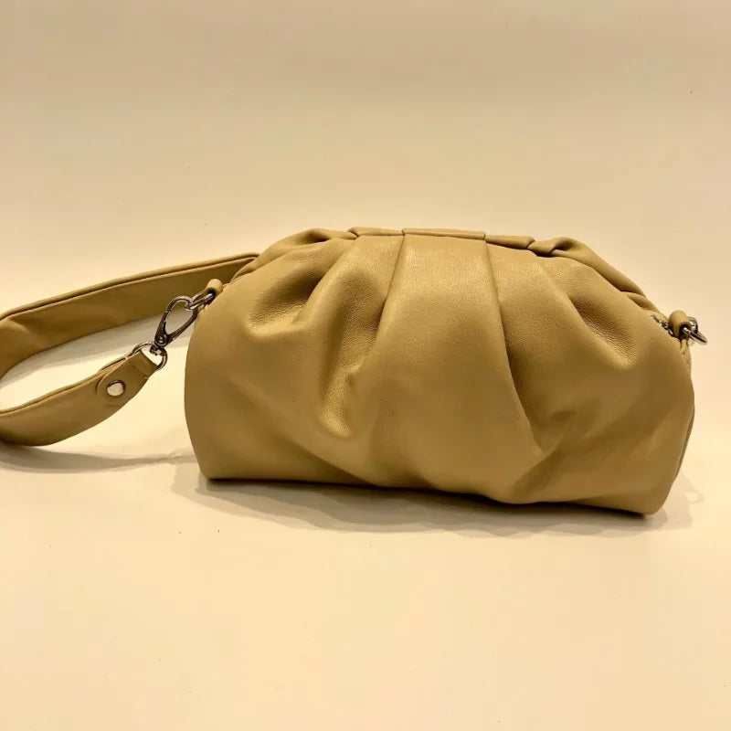 Fashion Commuter Pleated Crossbody Shoulder Bags Simple Solid All-match Handbags Purses Clutch Versatile Luxury Bolsas Mujer