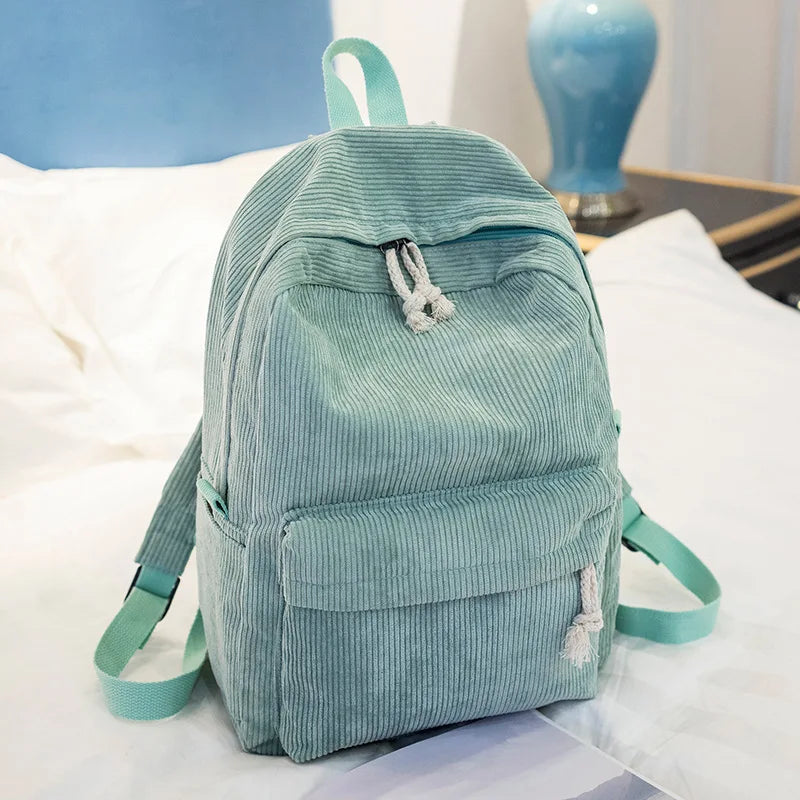 Fashion Corduroy Women Backpack Large Capacity Students School Bag for Girls Portable Teens Travel Bag for Book Laptop Clothes
