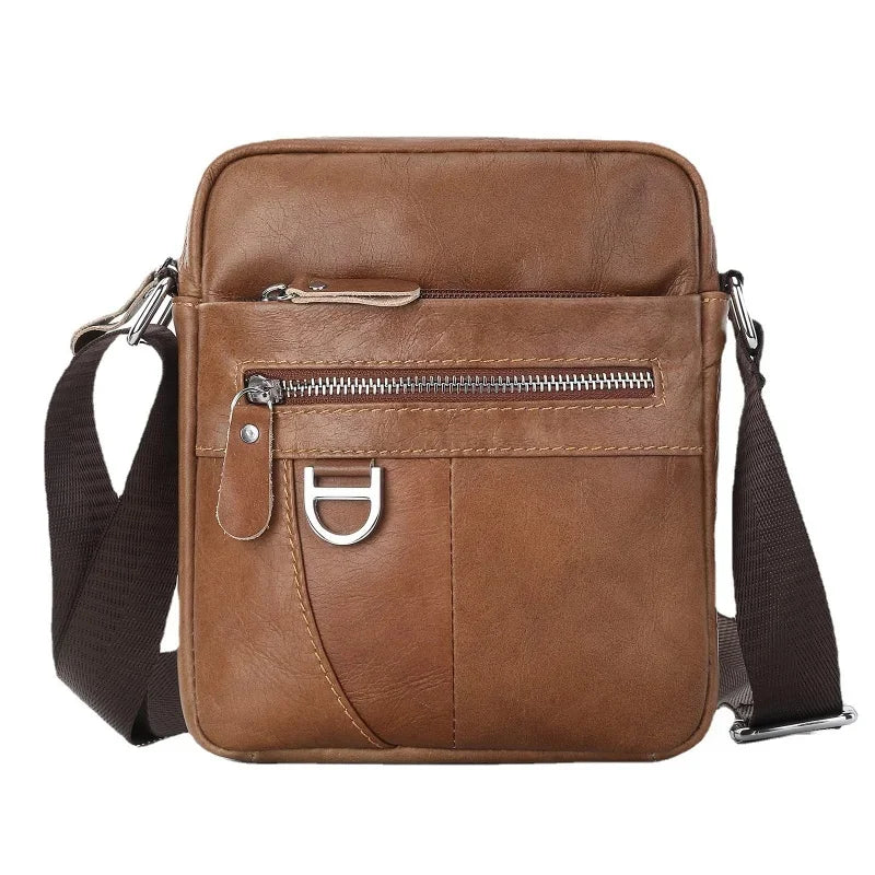 Fashion Cowhide Men's Shoulder Vintage Genuine Leather Male Messenger Business Crossbody Bag Casual Handbag
