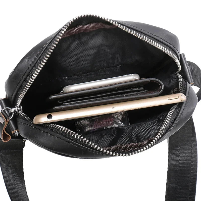 Fashion Cowhide Men's Shoulder Vintage Genuine Leather Male Messenger Business Crossbody Bag Casual Handbag
