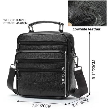 Fashion Cowhide Shoulder Men Real Genuine Leather Handbags Black Men's Small Ipad Crossbody Male Messenger Bag Tote