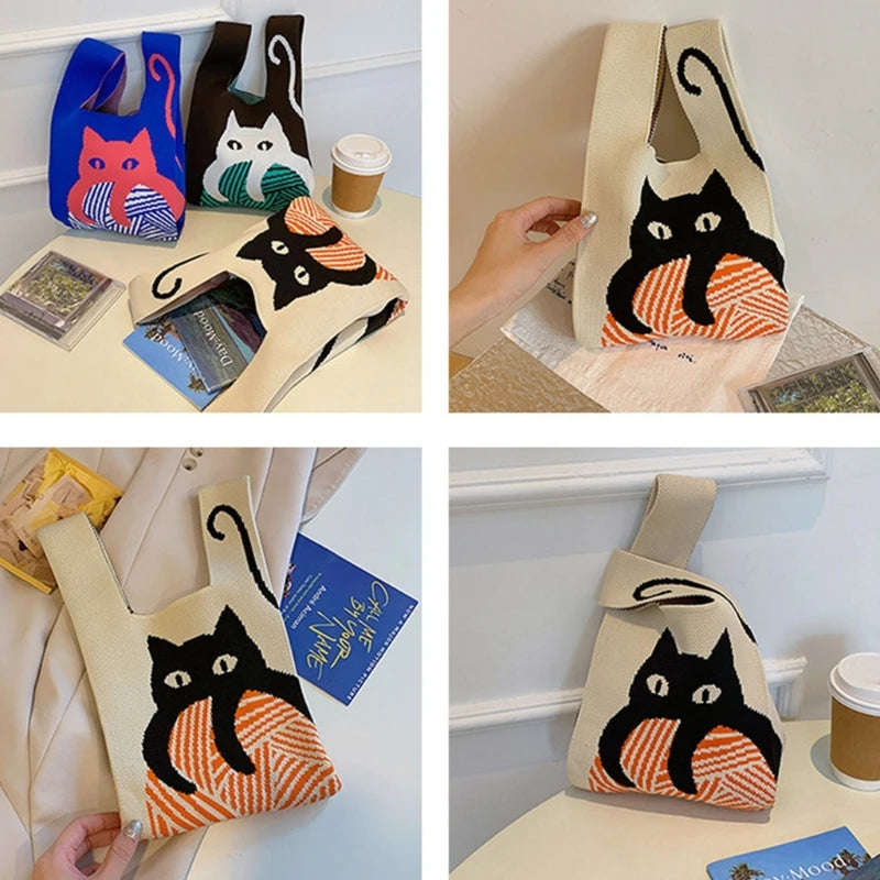 Fashion Crochet Travel Bags Lady Purse Casual Cellphone Bag Large Capacity Knitted Bag for Girl Women Versatile Tote Bag