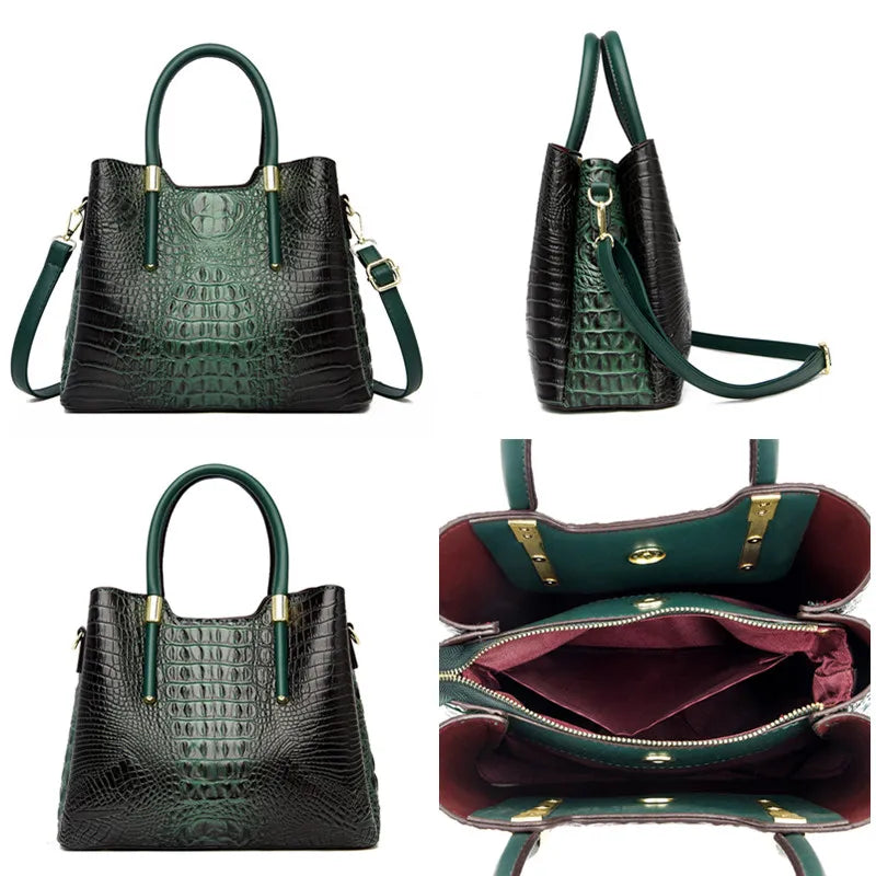 Fashion Crocodile pattern Leather Shoulder Crossbody Bags for Women 2023 3 Layer Large Capacity Ladies Handbag Luxury Totes Sac