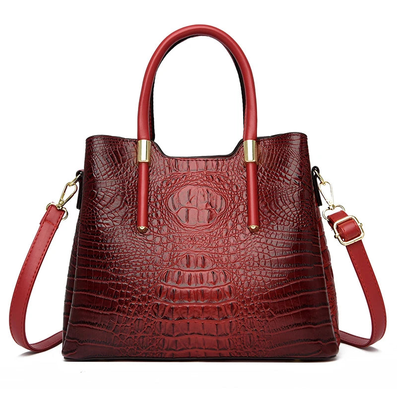 Fashion Crocodile pattern Leather Shoulder Crossbody Bags for Women 2023 3 Layer Large Capacity Ladies Handbag Luxury Totes Sac