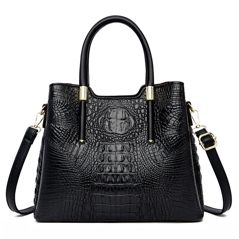 Fashion Crocodile pattern Leather Shoulder Crossbody Bags for Women 2023 3 Layer Large Capacity Ladies Handbag Luxury Totes Sac