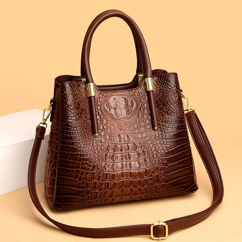 Fashion Crocodile pattern Leather Shoulder Crossbody Bags for Women 2023 3 Layer Large Capacity Ladies Handbag Luxury Totes Sac