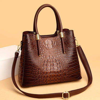 Fashion Crocodile pattern Leather Shoulder Crossbody Bags for Women 2023 3 Layer Large Capacity Ladies Handbag Luxury Totes Sac