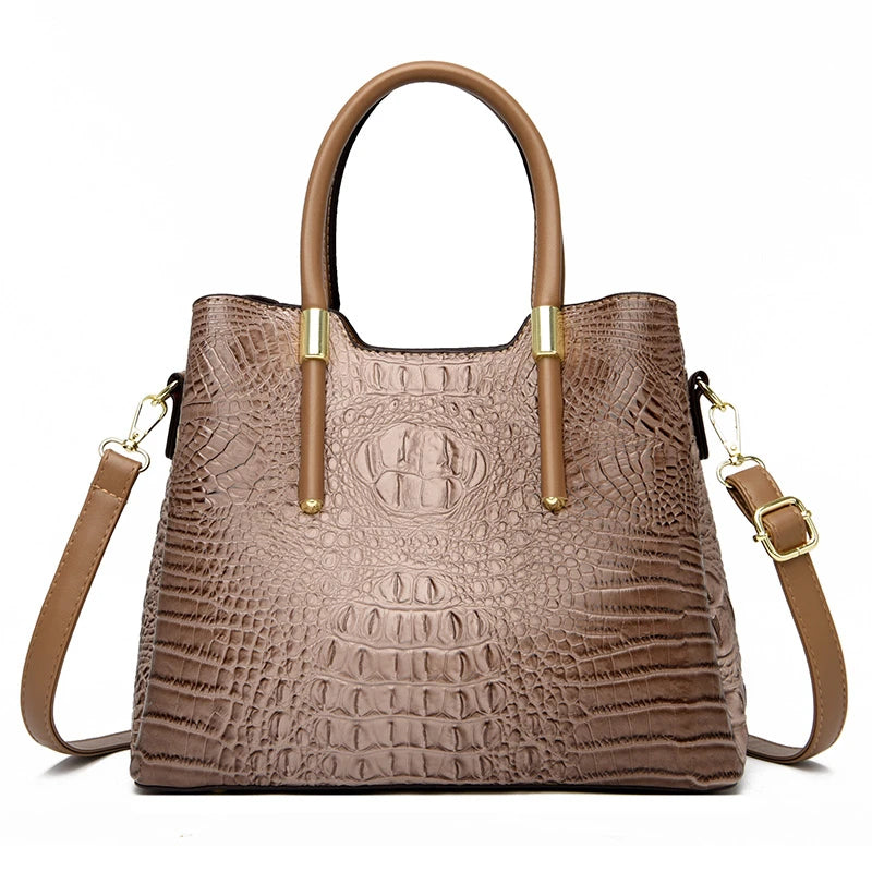 Fashion Crocodile pattern Leather Shoulder Crossbody Bags for Women 2023 3 Layer Large Capacity Ladies Handbag Luxury Totes Sac