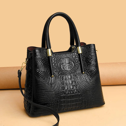 Fashion Crocodile pattern Leather Shoulder Crossbody Bags for Women 2023 3 Layer Large Capacity Ladies Handbag Luxury Totes Sac