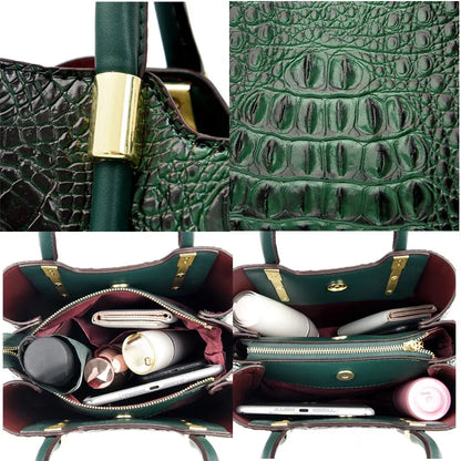 Fashion Crocodile pattern Leather Shoulder Crossbody Bags for Women 2023 3 Layer Large Capacity Ladies Handbag Luxury Totes Sac
