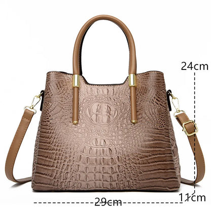 Fashion Crocodile pattern Leather Shoulder Crossbody Bags for Women 2023 3 Layer Large Capacity Ladies Handbag Luxury Totes Sac