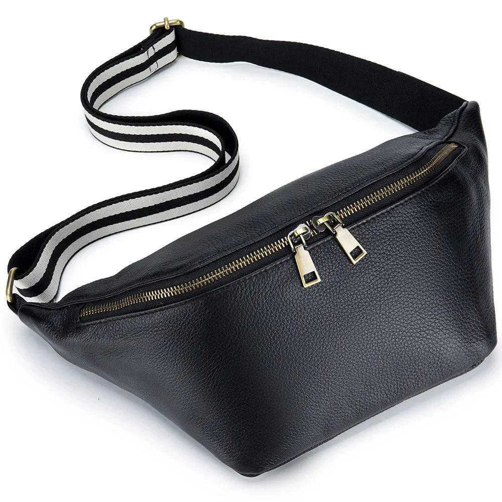 Fashion Crossbody Waist Large Capacity Cowhide Simple Chest Leisure Shoulder Bag