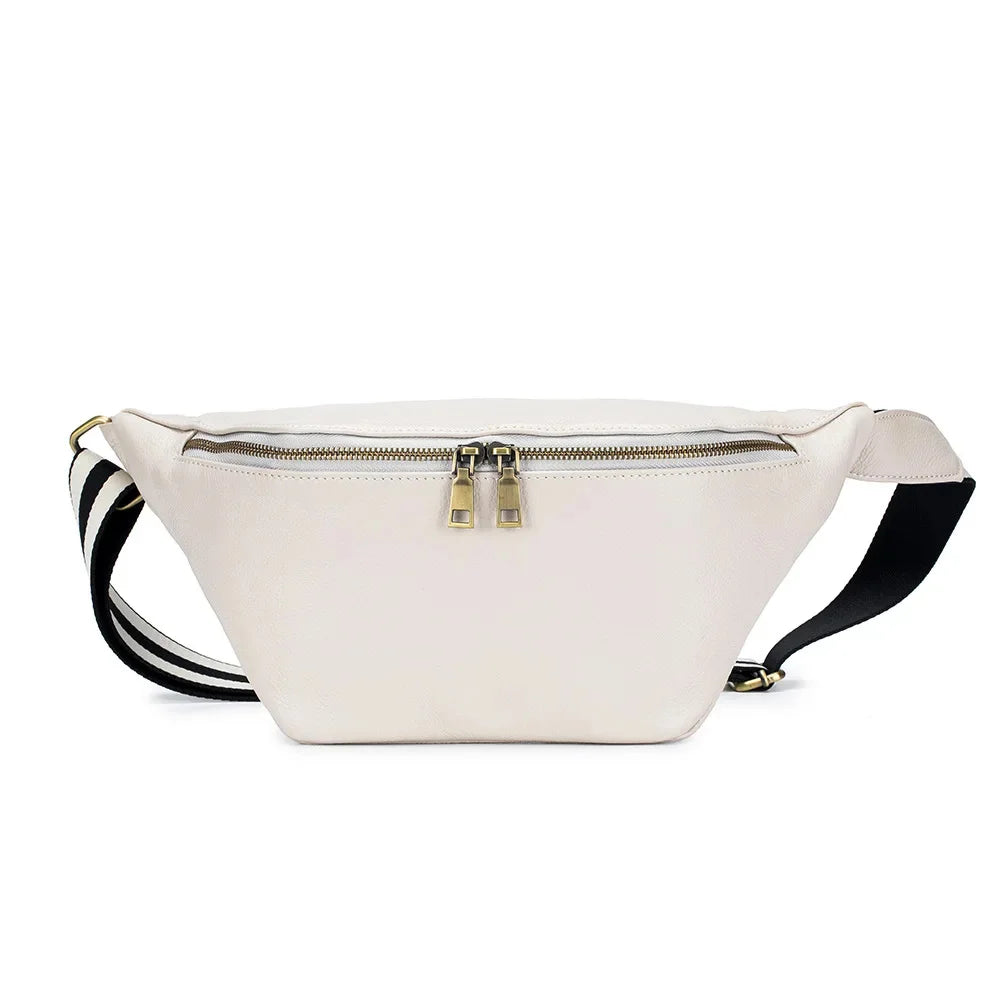Fashion Crossbody Waist Large Capacity Cowhide Simple Chest Leisure Shoulder Bag