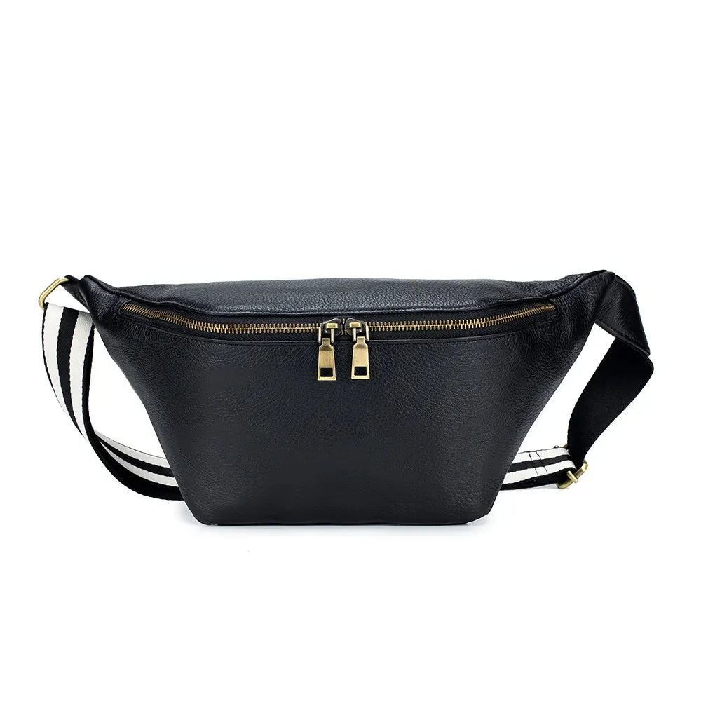 Fashion Crossbody Waist Large Capacity Cowhide Simple Chest Leisure Shoulder Bag