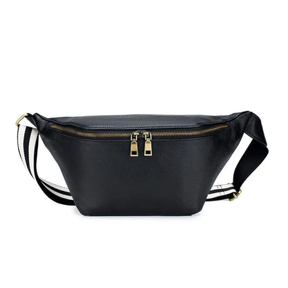 Fashion Crossbody Waist Large Capacity Cowhide Simple Chest Leisure Shoulder Bag