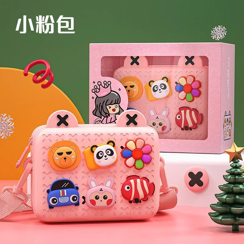 Fashion DIY Cartoon Children Shoulder Messenger Bags for Girls Travel Cute Small Crossbody Bag Zipper Handbags Purse Designer