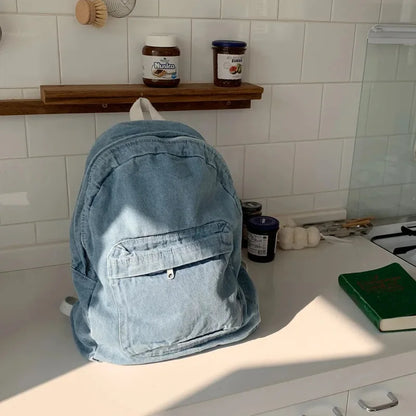 Fashion Denim Women's Casual Simple Women Travel Backpack Large Capacity Student School Bags For Girls