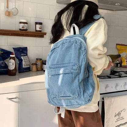 Fashion Denim Women's Casual Simple Women Travel Backpack Large Capacity Student School Bags For Girls