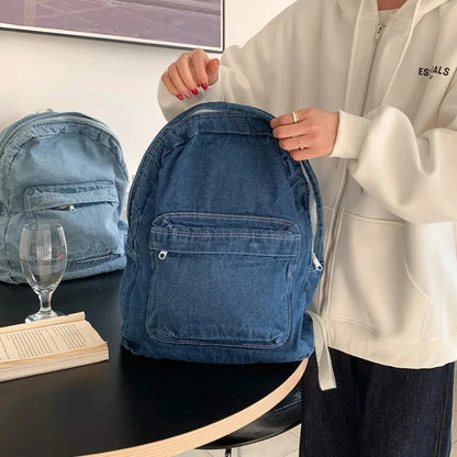 Fashion Denim Women's Casual Simple Women Travel Backpack Large Capacity Student School Bags For Girls