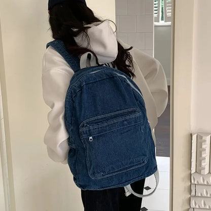 Fashion Denim Women's Casual Simple Women Travel Backpack Large Capacity Student School Bags For Girls