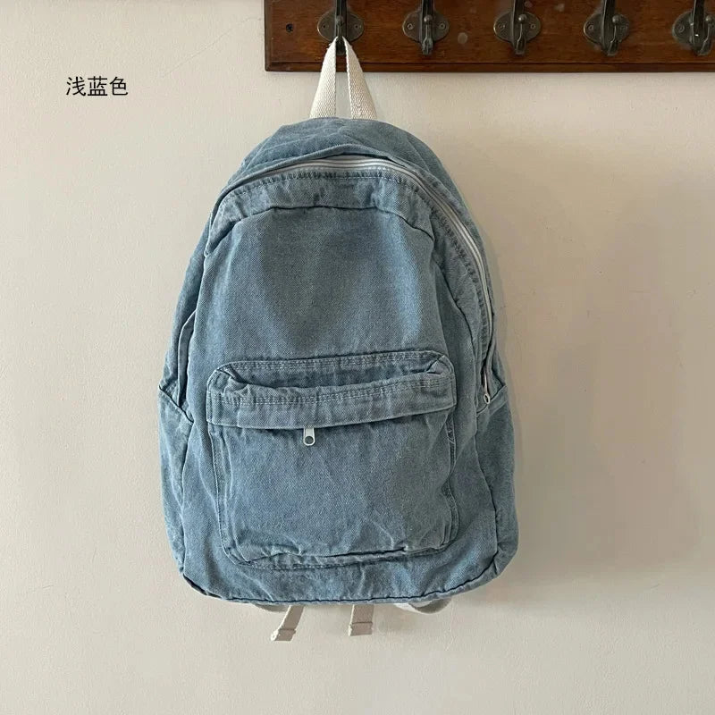 Fashion Denim Women's Casual Simple Women Travel Backpack Large Capacity Student School Bags For Girls