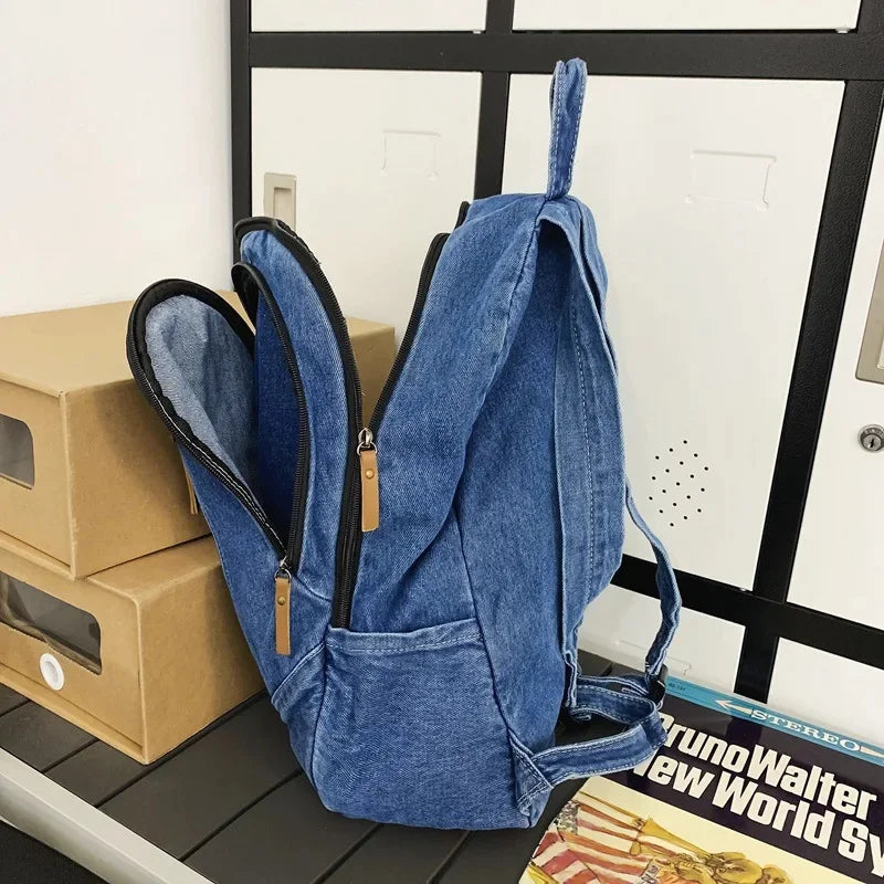 Fashion Denim Women's Simple Small Feminina Travel Backpack Casual Large Capacity Student School Bags For Girls