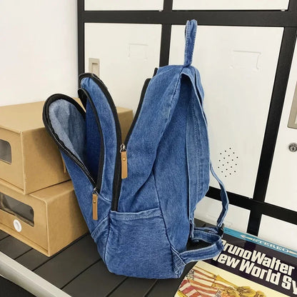 Fashion Denim Women's Simple Small Feminina Travel Backpack Casual Large Capacity Student School Bags For Girls