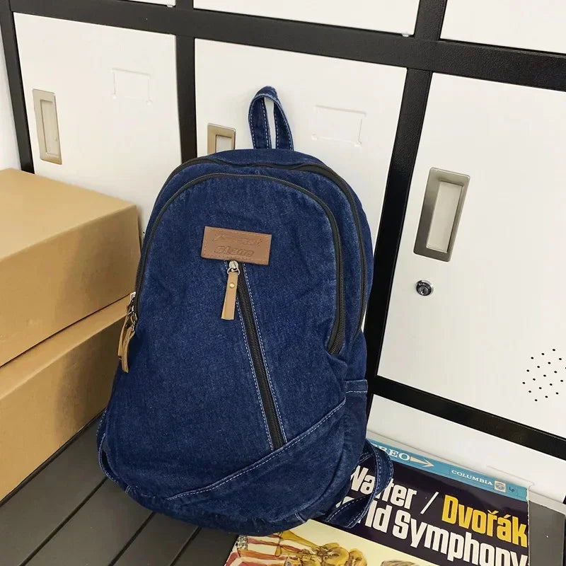 Fashion Denim Women's Simple Small Feminina Travel Backpack Casual Large Capacity Student School Bags For Girls