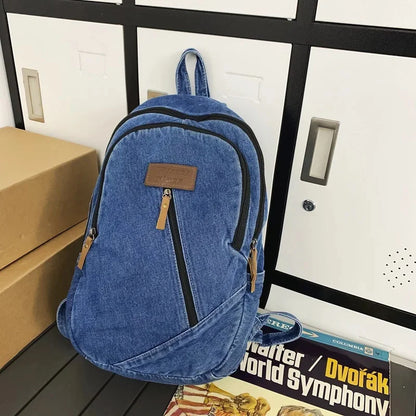 Fashion Denim Women's Simple Small Feminina Travel Backpack Casual Large Capacity Student School Bags For Girls