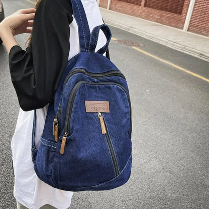 Fashion Denim Women's Simple Small Feminina Travel Backpack Casual Large Capacity Student School Bags For Girls
