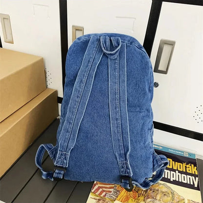 Fashion Denim Women's Simple Small Feminina Travel Backpack Casual Large Capacity Student School Bags For Girls