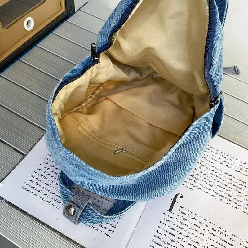 Fashion Denim Women's Trendy Casual Student School Bags For Girls Small Feminina Travel Backpack Mochila