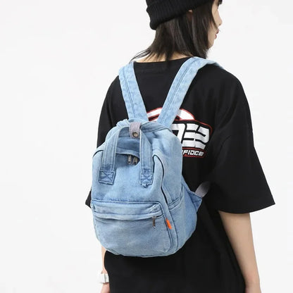 Fashion Denim Women's Trendy Casual Student School Bags For Girls Small Feminina Travel Backpack Mochila