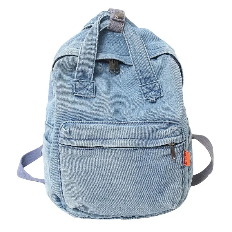 Fashion Denim Women's Trendy Casual Student School Bags For Girls Small Feminina Travel Backpack Mochila