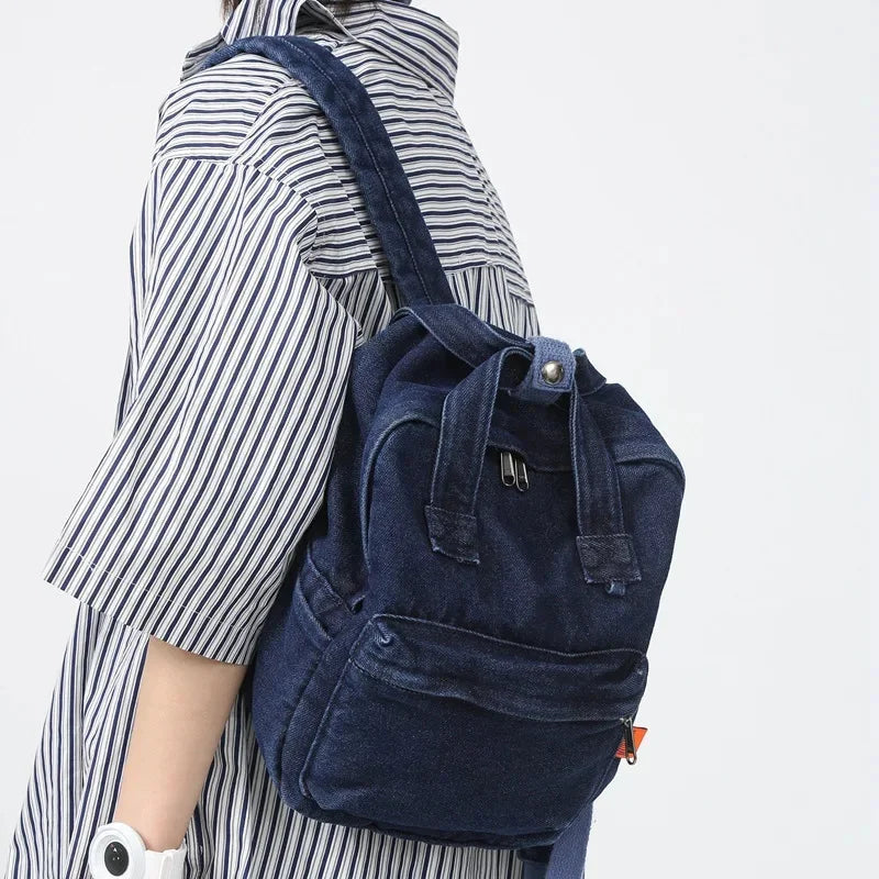 Fashion Denim Women's Trendy Casual Student School Bags For Girls Small Feminina Travel Backpack Mochila