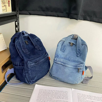 Fashion Denim Women's Trendy Casual Student School Bags For Girls Small Feminina Travel Backpack Mochila