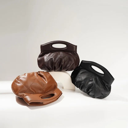 Fashion Design Handbag Cowhide Folds Argyle Bolsos Mujer Female Solid Casual Commuter High Quality Luxury Crossbody Shoulder Bag