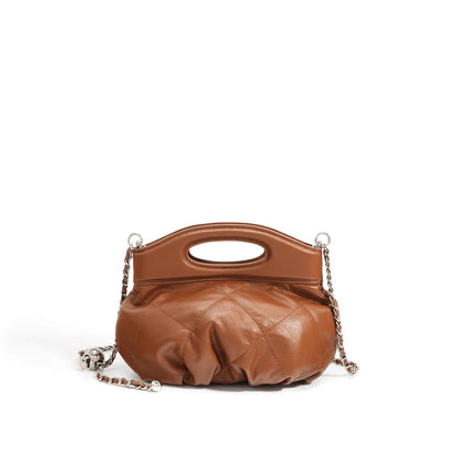 Fashion Design Handbag Cowhide Folds Argyle Bolsos Mujer Female Solid Casual Commuter High Quality Luxury Crossbody Shoulder Bag