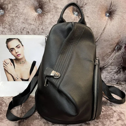 Fashion Design Zipper Anti-theft Buckle Bag Luxury Genuine Leather Backpacks Large Capacity Casual Commuter Travel Sac A Dos