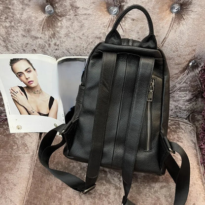 Fashion Design Zipper Anti-theft Buckle Bag Luxury Genuine Leather Backpacks Large Capacity Casual Commuter Travel Sac A Dos