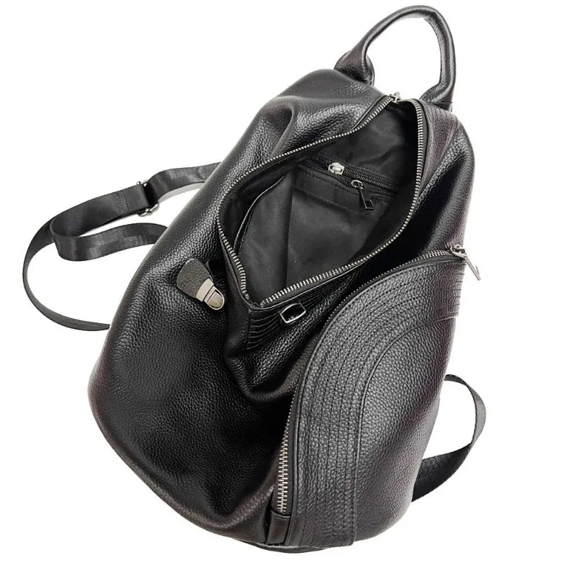Fashion Design Zipper Anti-theft Buckle Bag Luxury Genuine Leather Backpacks Large Capacity Casual Commuter Travel Sac A Dos
