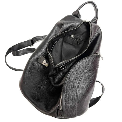 Fashion Design Zipper Anti-theft Buckle Bag Luxury Genuine Leather Backpacks Large Capacity Casual Commuter Travel Sac A Dos
