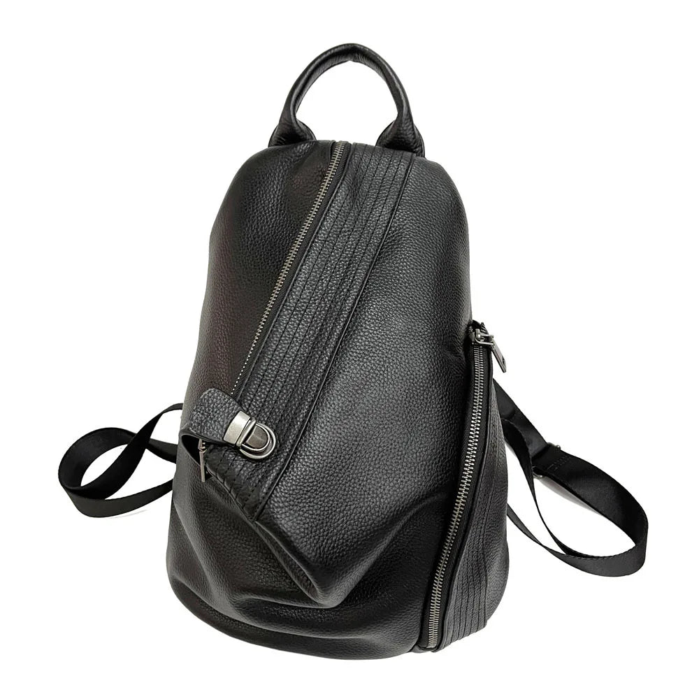 Fashion Design Zipper Anti-theft Buckle Bag Luxury Genuine Leather Backpacks Large Capacity Casual Commuter Travel Sac A Dos