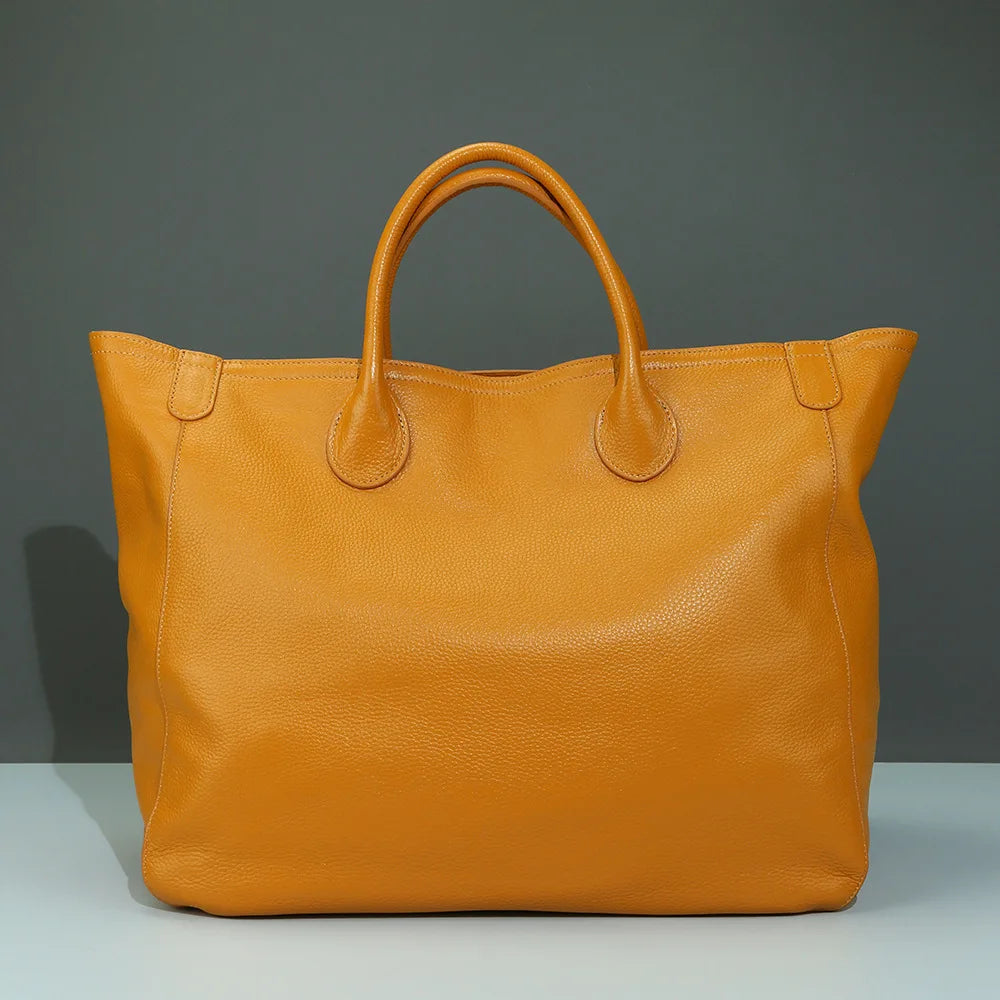 Fashion Designer Luxury Genuine Leather Tote Women Bags Solid Large Capacity All-match Handbags Female Casual Travel Purses
