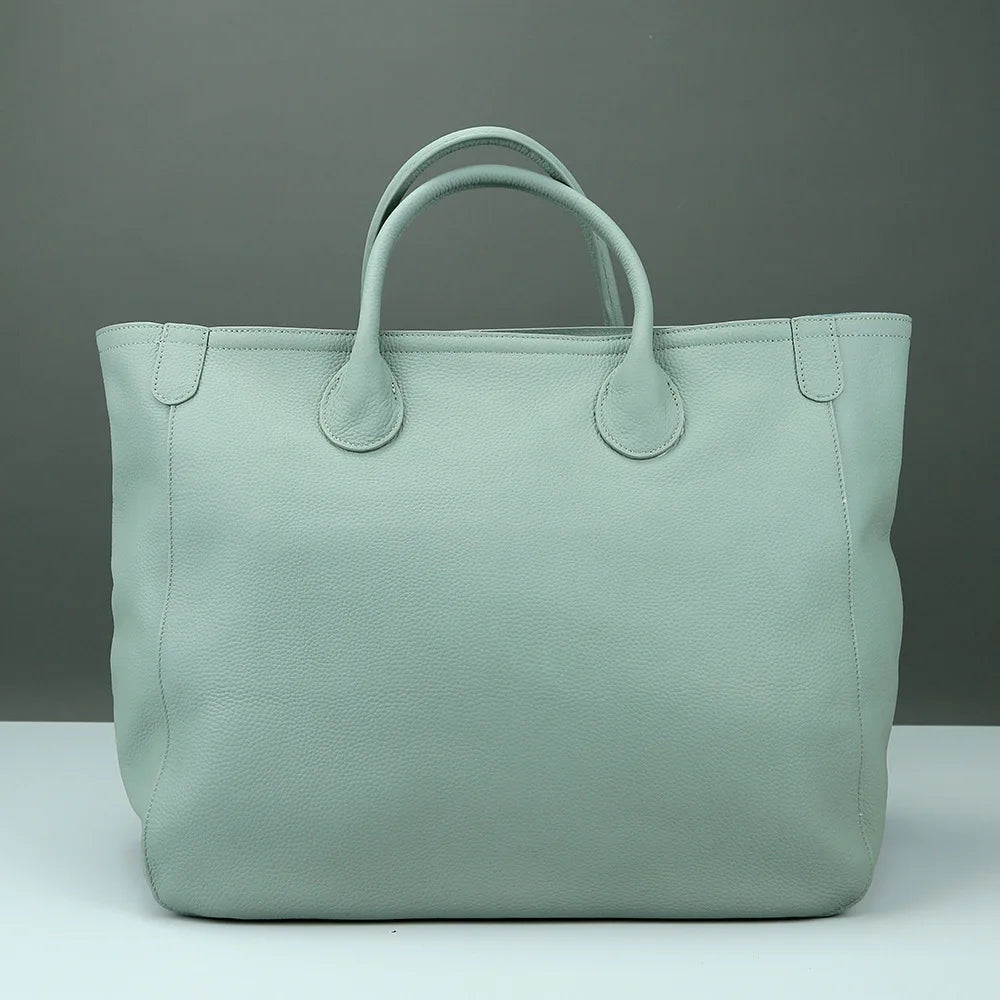 Fashion Designer Luxury Genuine Leather Tote Women Bags Solid Large Capacity All-match Handbags Female Casual Travel Purses
