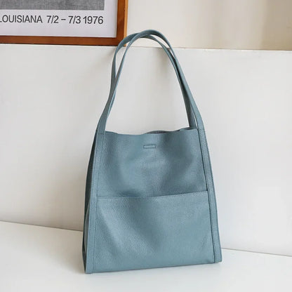 Fashion Elegant Commuter Tote Bags Women 2024 New All-match Large Capacity Shoulder Bag Simple Design Cowhide Leather Handbag