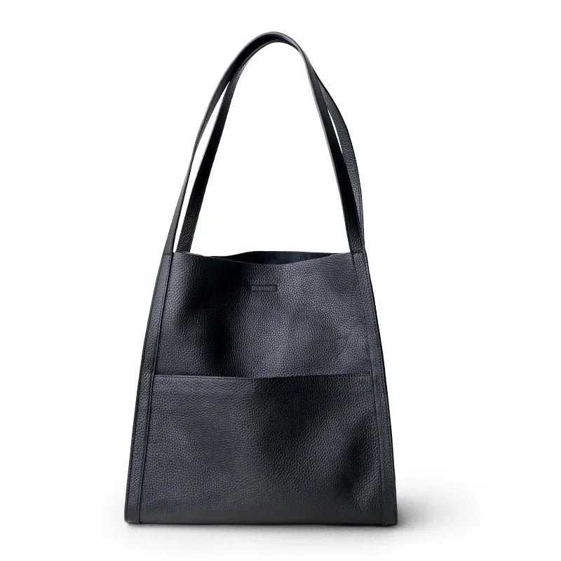 Fashion Elegant Commuter Tote Bags Women 2024 New All-match Large Capacity Shoulder Bag Simple Design Cowhide Leather Handbag