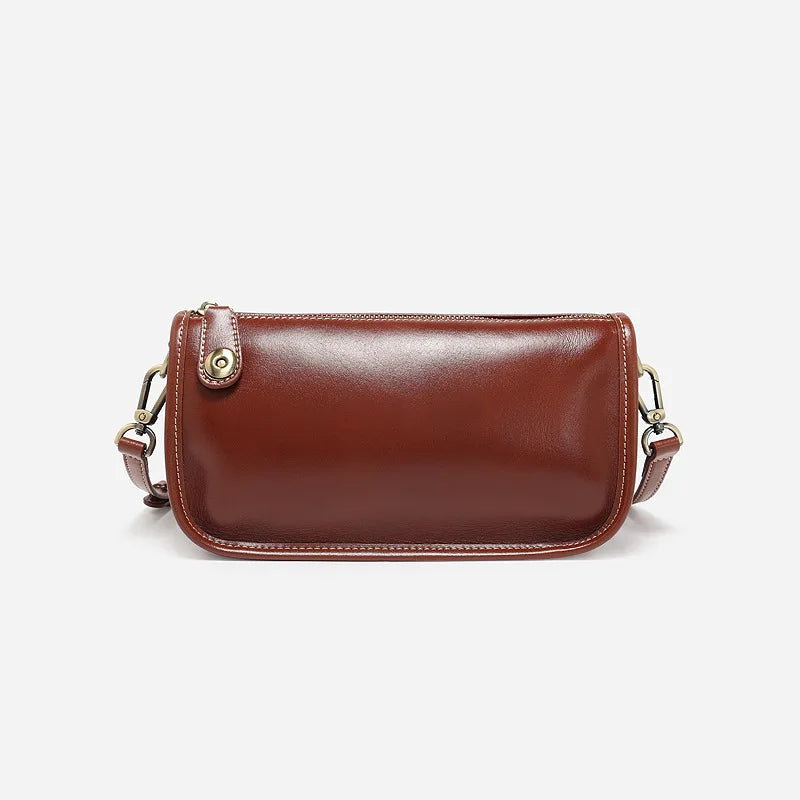 Fashion Elegant Genuine Leather Cowhide Crossbody Shoulder Bag Niche Light Luxury Handbags Female 2024 New Commuter Bolsas