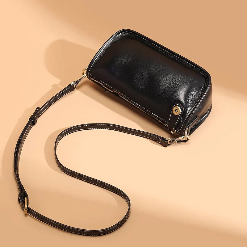 Fashion Elegant Genuine Leather Cowhide Crossbody Shoulder Bag Niche Light Luxury Handbags Female 2024 New Commuter Bolsas